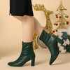 Allegra K Women's Pointy Toe Back Zip Block Heel Ankle Boots - 2 of 4