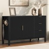 KWPZQEB Modern Wave-Pattern Sideboard, Farmhouse Buffet Cabinet with 3 Drawers & 2 Doors, Rustic Wood Storage Cabinet, Coffee Bar for Kitchen - 2 of 4