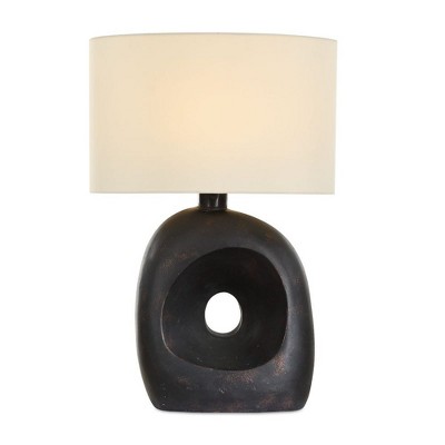 Uttermost Peephole Outdoor Bronze Table Lamp – Sculpted Concrete Base with Hollow Center and Weather-Resistant Shade, 26” High