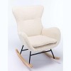 CAVINAS Teddy Fabric Glider Rocking Chair with High Backrest and Armrests,Upholstered Rocking Chairs,Nursery Accent Chair for Bedroom - 2 of 4