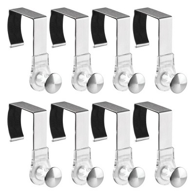 mDesign Office Over the Cubicle Storage Organizer Hooks, 8 Pack - Clear/Brushed