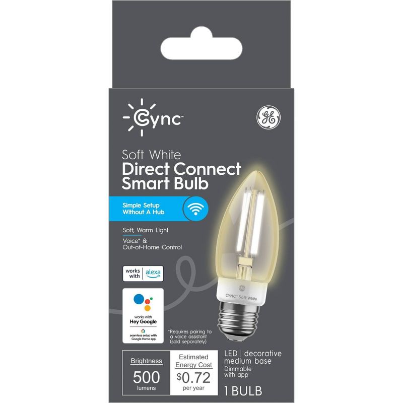 GE CYNC Smart Decorative Light Bulb, Soft White, Bluetooth and Wi-Fi Enabled, 5 of 8