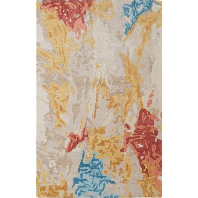 Everley Modern Abstract Ivory/Yellow/Blue Area Rug