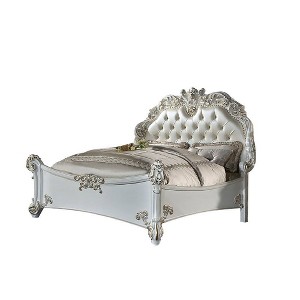 94" Queen Bed Vendome Synthetic Leather, Carved Wood Detail - Acme Furniture - 1 of 4