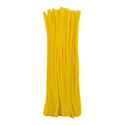 John Bead Fluffy Pipe Cleaners Chenille Stems for Art School Craft Supplies, 12in x 6mm Yellow 100 Pieces