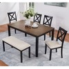 6-Piece Dining Set with Wood Table, 4 Chairs and a Bench for Kitchen, Dining Room - 2 of 4
