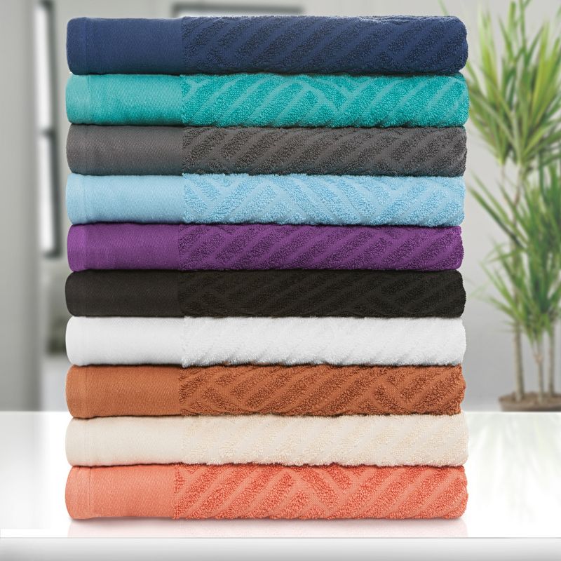 Basketweave Jacquard Cotton Modern Absorbent 6-Piece Towel Set by Blue Nile Mills, 4 of 5