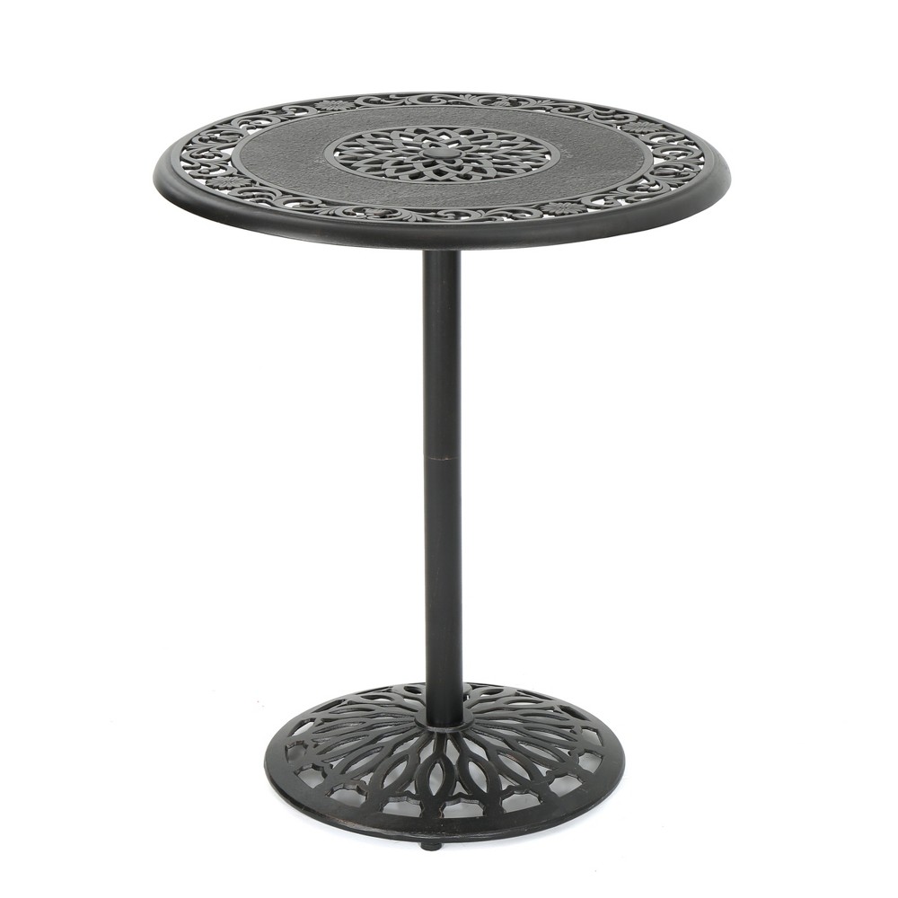 Photos - Garden Furniture Hannah Round Cast Aluminum Bar Table - Shiny Copper - Christopher Knight H