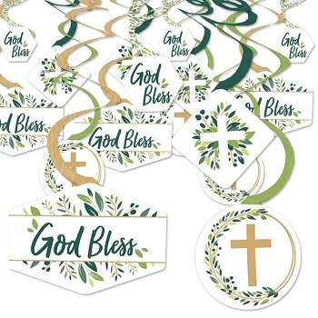 Big Dot of Happiness Elegant Cross - Religious Party Hanging Decor - Party Decoration Swirls - Set of 40
