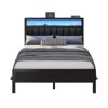 Furnulem Queen Size Bed Frame with Charging Station and LED Lights with Grey Upholstered Headboard with Storage Shelves, No Box Spring Needed - 2 of 4