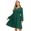 Women's Plus Size Fall Dress Long Sleeve Casual Babydoll Shift Tiered Flowy Midi Dresses - 3 of 4