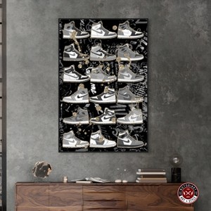 Notoriart Black and White Sneaker Collection Wall Art Framed - 1 of 4