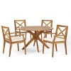 Christopher Knight Home Llano Outdoor Acacia Wood 5 Piece Dining Set with Water Resistant Cushion - 2 of 4