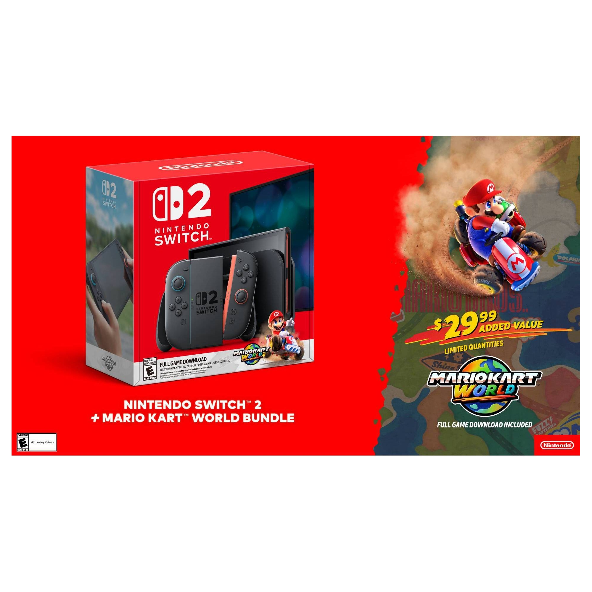 Nintendo Switch 2 Console + Mario Kart World Bundle (Digital Download in Console)