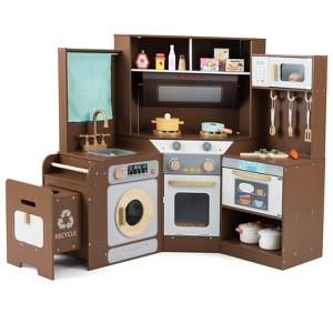 Safstar Corner Kitchen with Lights and Sounds Interactive Wooden Playset for Ages 3+ - 1 of 1
