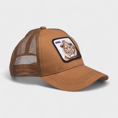 Vintage Trucker Cap for Men - Rooster & Lion Patch Mesh Back Baseball Hats