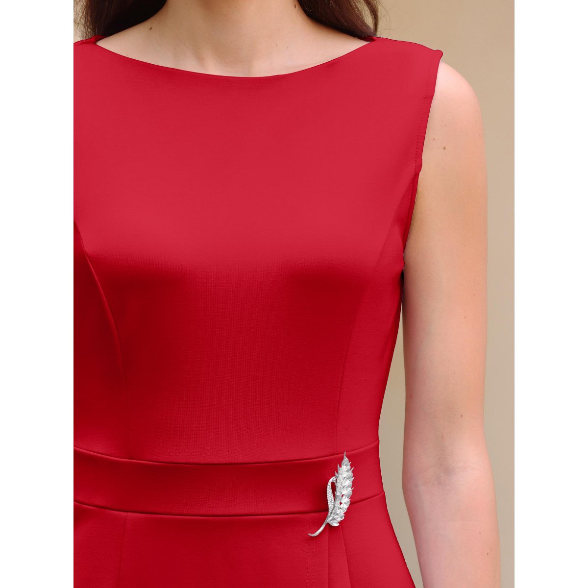 Женские платья INSPIRE CHIC Women's Faux Wrap Sleeveless Boat Neck Work Summer Causal Sheath Midi Dresses Red Large — фото 4