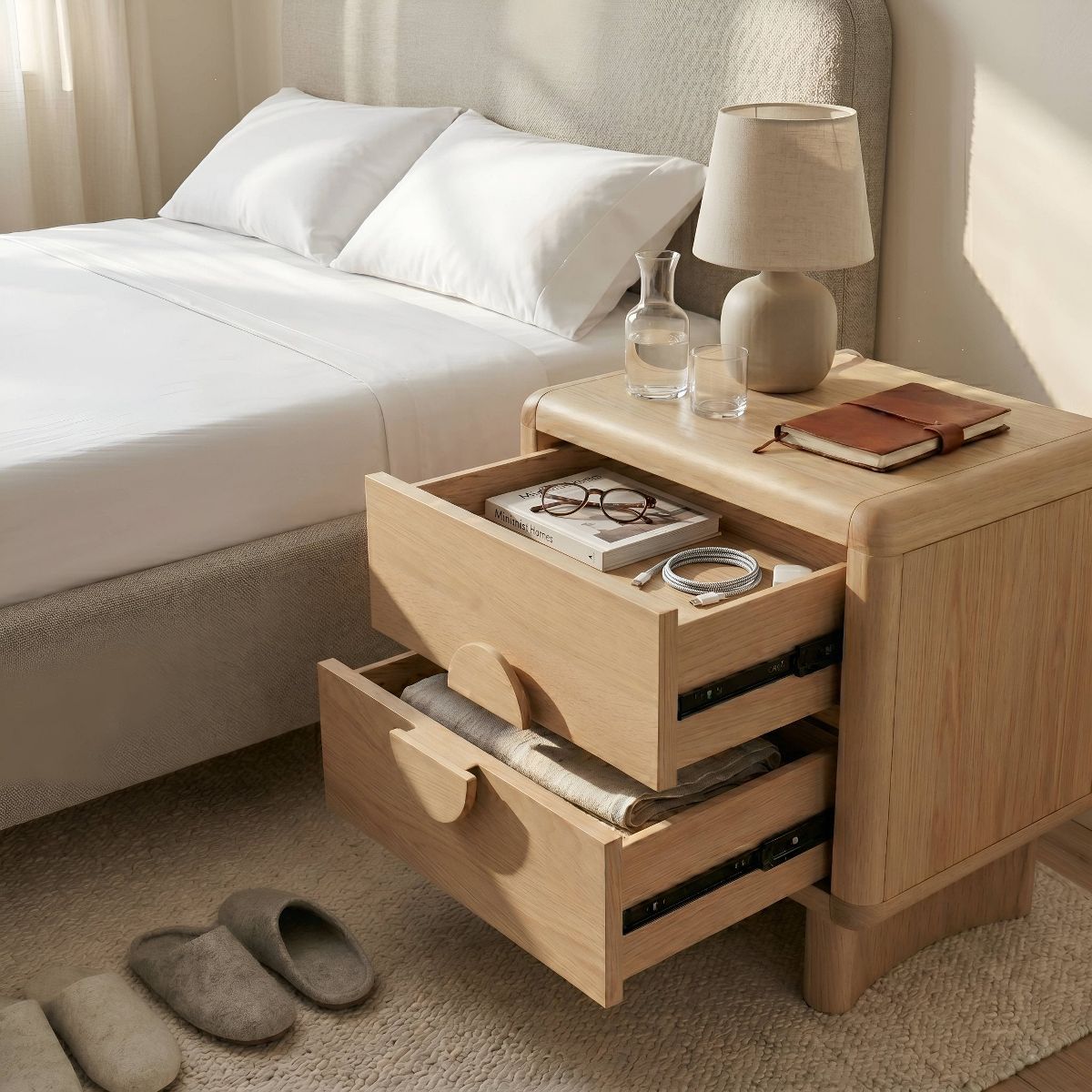 Gabrielle Nightstand, Light Oak - thumbnail 2