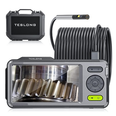 Teslong Dual Lens Inspection Camera with 1080p Waterproof Borescope and 5mm Ultra Slim Endoscope Snake, 720p HD IPS Screen, 32GB Memory Card, Battery