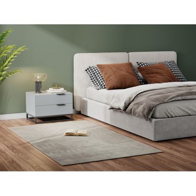 Hotraffy 22inches Gray Nightstand with 2 Drawer