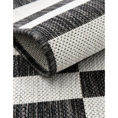 Charcoal Stripe 4' x 6' Synthetic Easy-Care Outdoor Rug
