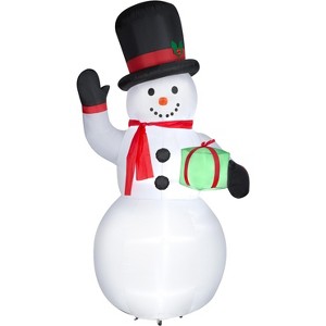 Gemmy Christmas Airblown Inflatable Snowman w/Gift Box Giant, 10 ft Tall, White - 1 of 2