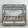 Twin Over Twin Convertible Bunk Bed with Ladder and 2 Storage Drawers, Solid Wood Frame and Guardrail, No Box Spring Needed - 3 of 4