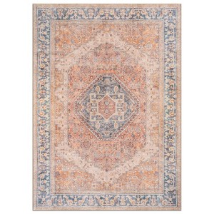 World Rug Gallery Valora Red Vintage Medallion Washable Low-Pile Indoor Area Rug with Non-Slip Backing - 1 of 4