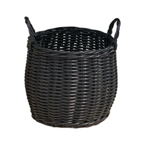 SEVOBAL Laundry Bags and Baskets Round Woven Basket Durable and Lightweight Design with Handles for Organizing Towels, Toys, Black, 13"*2"*10.2" - 1 of 4