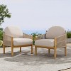 Christopher Knight Home Tatum Outdoor Acacia Wood Club Chair with Woven Rope Backrest and Cushions (Set of 2) - 2 of 4