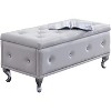 Kings Brand Tufted Upholstered Storage Bench Ottoman with Chrome Legs - 2 of 4