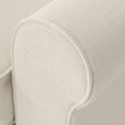 Buttercream Microfiber Rolled Arm Loveseat with Wood Frame