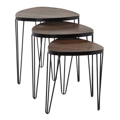 Set of 3 Industrial Metal Accent Tables Brown - Olivia & May