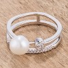 Slickblue Contemporary 0.15 Ct. CZ & Freshwater Pearl Double Band Ring for Women, Rhodium-Plated Silvertone, Sizes 5-10 - 2 of 3