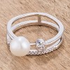 Slickblue Contemporary 0.15 Ct. CZ & Freshwater Pearl Double Band Ring for Women, Rhodium-Plated Silvertone, Sizes 5-10 - image 2 of 2