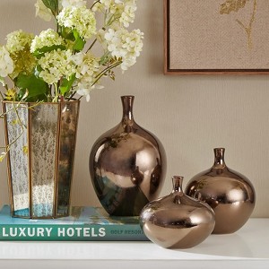 Mirrored Ceramic Decorative Vases 3-piece set Bronze 3-Piece - 1 of 1
