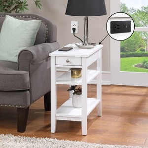 HomeStock Chairside End Table with Smooth Drawer, USB Ports, Plug Outlet and Shelving, Contemporary Living Room Side Table with Storage - 1 of 4