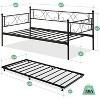Twin Size Metal Day Bed with Floral Headboard Modern Metal Sofa Bed Frame Heavy Duty Steel Slats Supports - 2 of 4