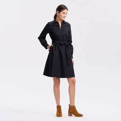 Женские платья Universal Thread Women's Bishop Long Sleeve Poplin Mini Shirtdress - Universal Thread™ Black S — фото 2