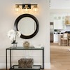 POWLIG 21.65" Black&Gold Vanity Light – 3-Light Modern Bathroom Fixture with Clear Glass Shades, Perfect for Bedroom& Living room - 3 of 4
