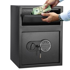 Heavy Duty Drop Safe for Business With Digital Keypad, Depository Safe for Money with Drop Slot, Office Safe Box for Money and Mail, Black - 1 of 4