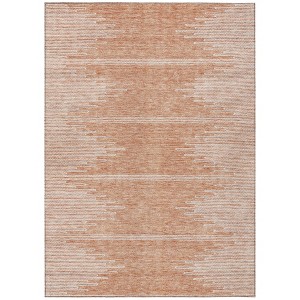Salmon And Ivory Abstract Washable Indoor Outdoor Area Rug - 1 of 4