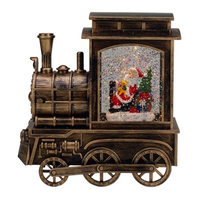 Northlight 6.75" Lighted Black Train Christmas Snow Globe with Santa