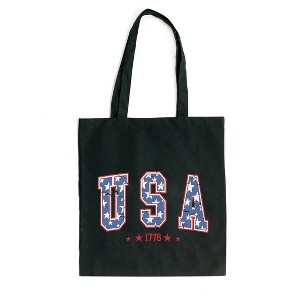 City Creek Prints USA Varsity Stars Canvas Tote Bag - 15x16 - Black - 1 of 2