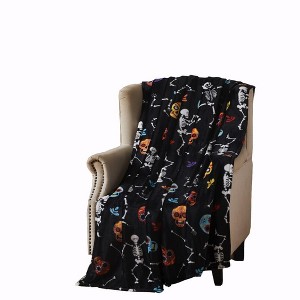 RT Designer's Collection Halloween Rock n Roll Printed Flannel Throw Blanket 50" x 70" Multicolor - 1 of 4