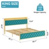 King Upholstered Bed Frame | LED Lights & Charging Station | Diamond Headboard | Metal Slats - No Box Spring | Noise Free & Easy Setup - 2 of 4