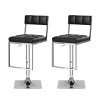 Set of 2 Adjustable Counter Height Square Tufted Barstool Black - CorLiving: Swivel, Faux Leather, Metal Frame - 2 of 4
