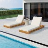 Outdoor Chaise Lounge Set, Chaise Lounge with Adjustable Backrest and Triple-Fold Cushion, Acacia Wood Frame Chaise Lounge-Coolbibila - 3 of 4