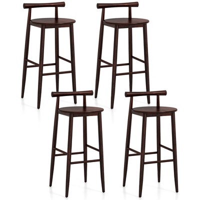 Tangkula Bar Height Stools Set of 4 Bar Chair w/ Acacia Wood Frame Supporting Legs