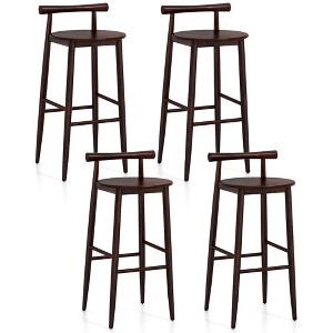 Tangkula Bar Height Stools Set of 4 Bar Chair w/ Acacia Wood Frame Supporting Legs - 1 of 4